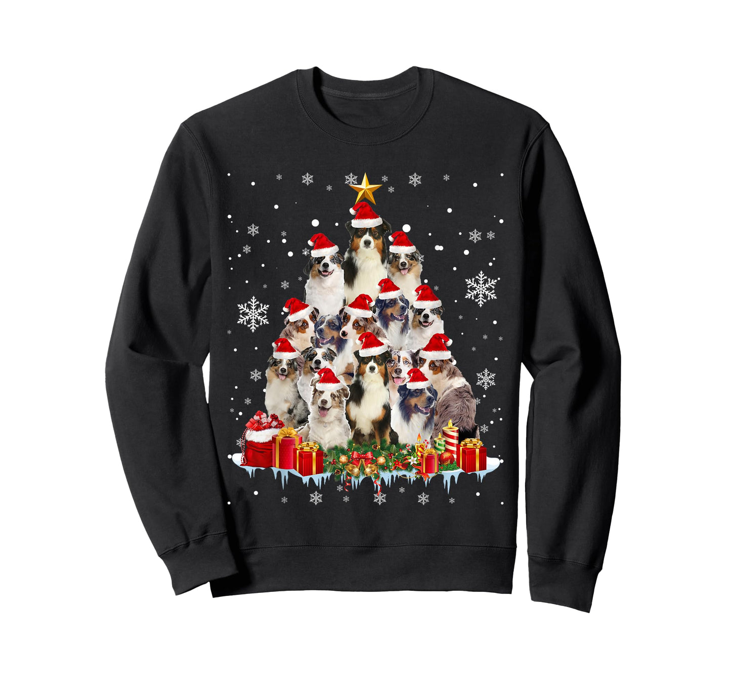 Aussie Christmas Tree Funny Xmas Gifts For Dog Lover T-Shirt for Men Women Kids
