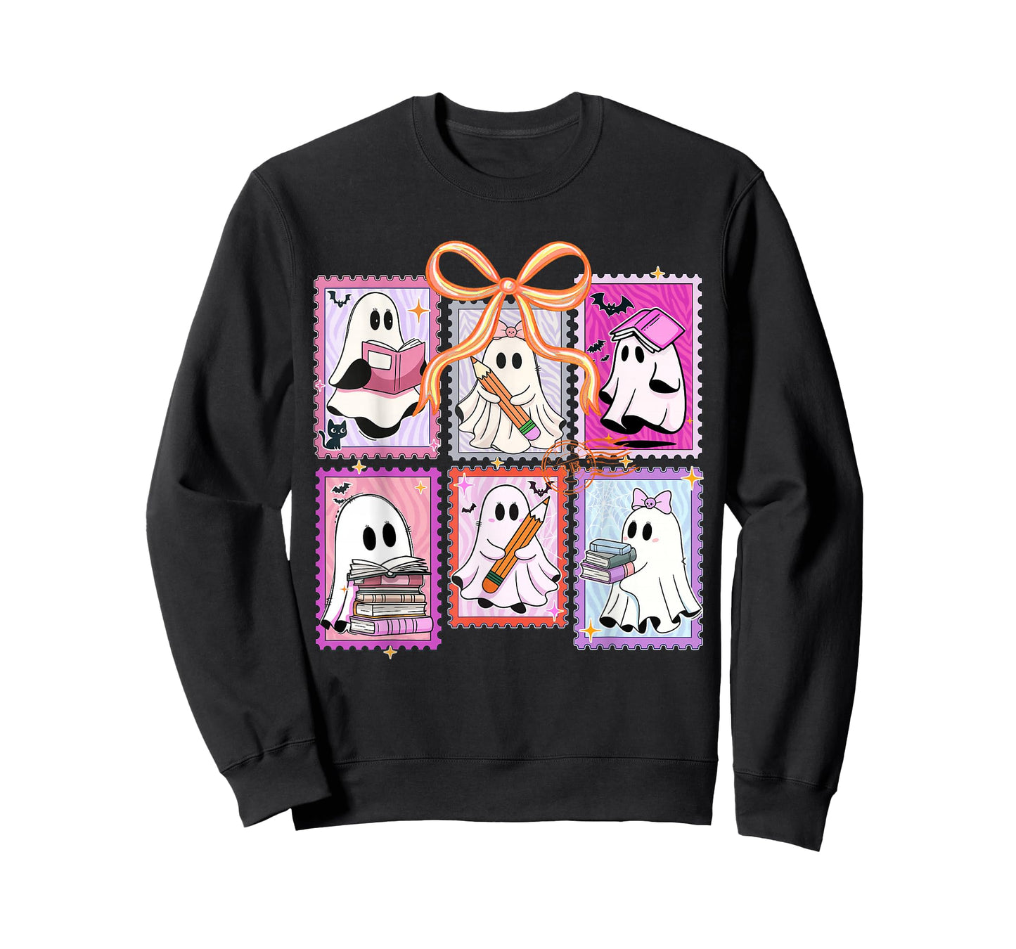 Coquette Bow Spooky Teacher Ghost Halloween Trick Or Teach T-Shirt