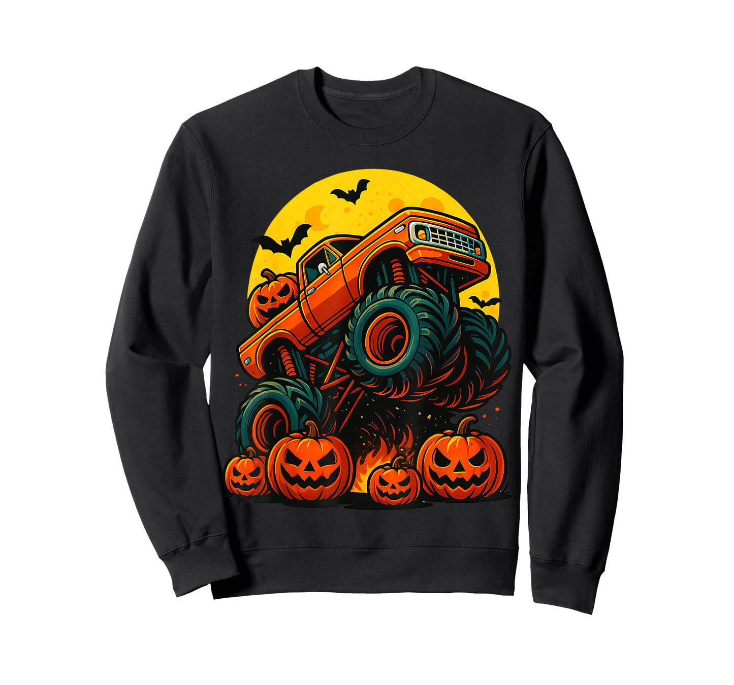Monster Truck Halloween Jack O Lantern Moon Pumpkin Toddler T-Shirt