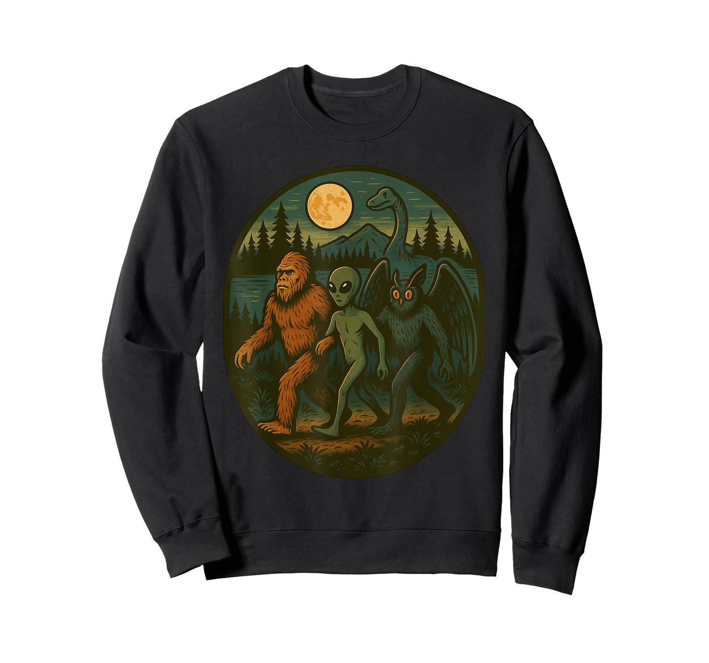 Vintage Bigfoot Loch Ness Monster Mothman And Alien Cryptid T-Shirt