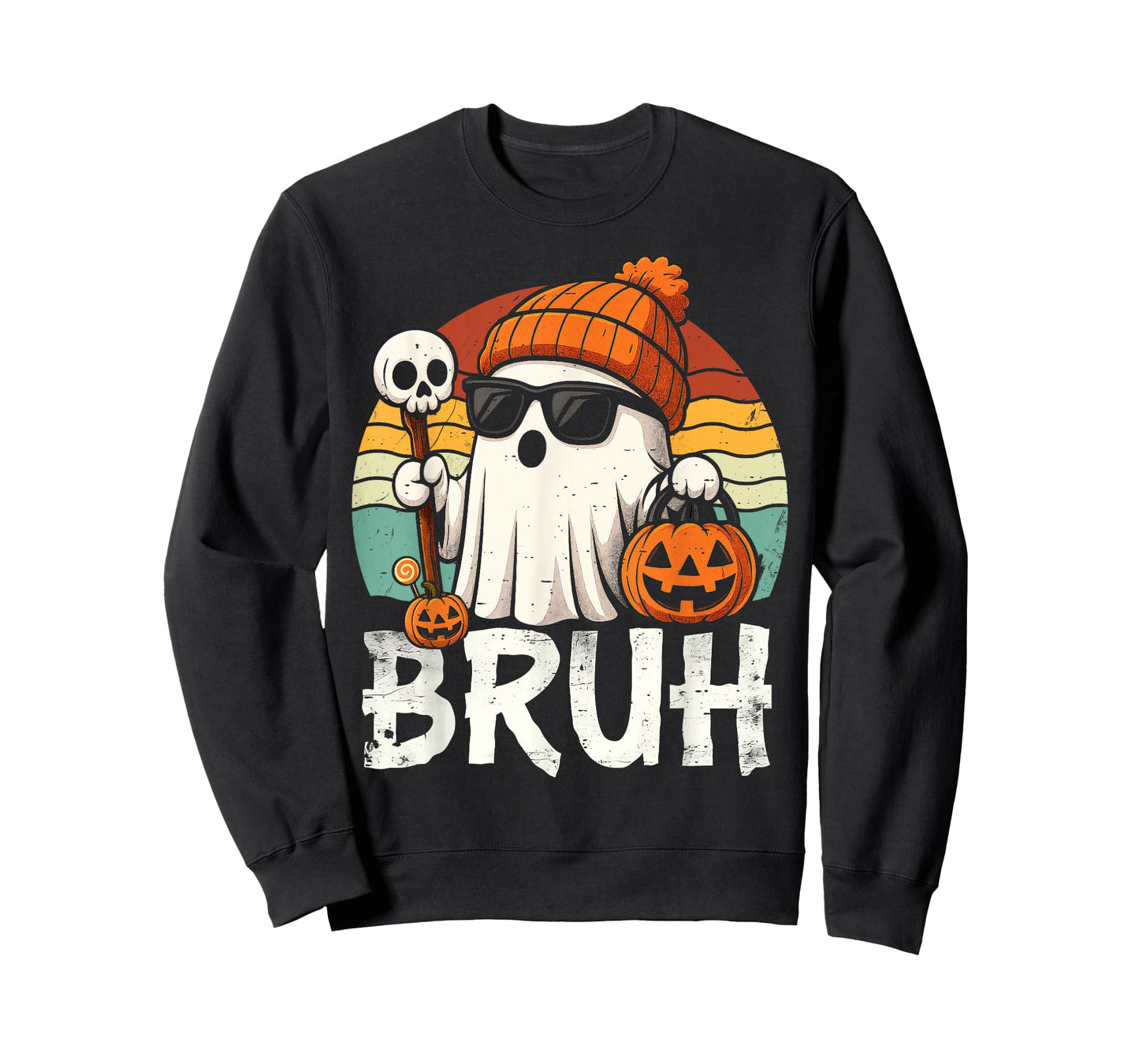 Bruh Ghost Halloween Cute Ghost Trick Or Treat Candy Kids T-Shirt