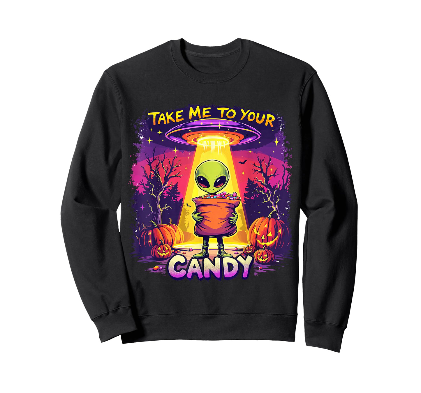 Funny Alien Halloween Costume Trick or Treat Space UFO Candy T-Shirt