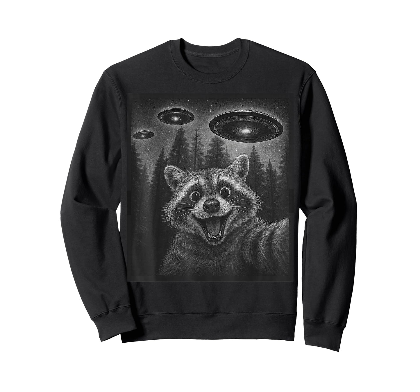 Funny Raccoon Selfie Alien UFO Gifts for Men Women Boy Kid T-Shirt