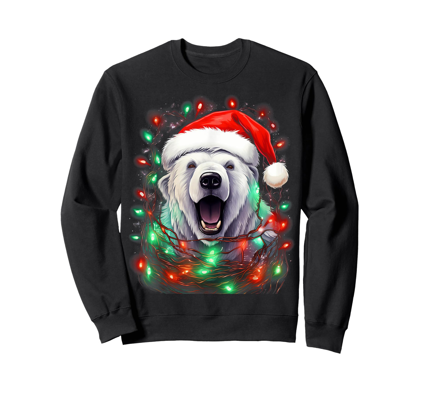 Xmas Polar Bear Tangled Christmas Lights T-Shirt