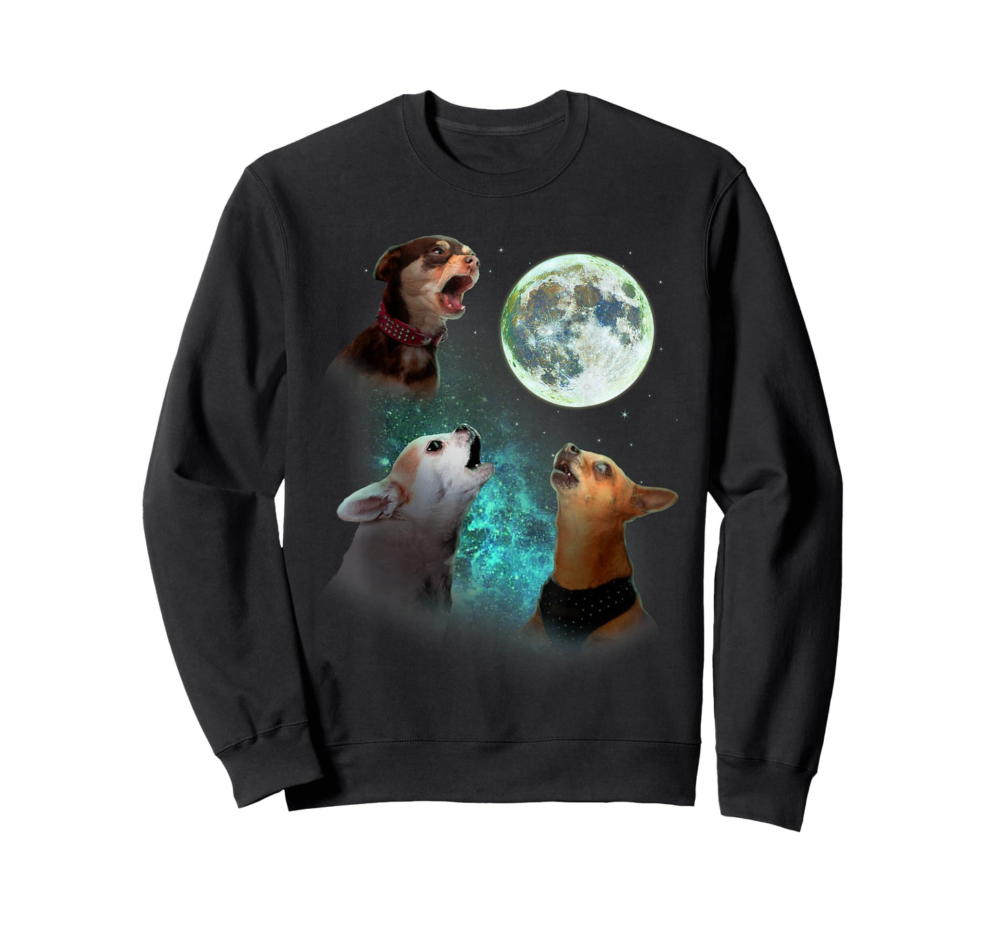 Three Chihuahuas Howl At Moon 3 Wolfs - Funny Wolves Parody T-Shirt