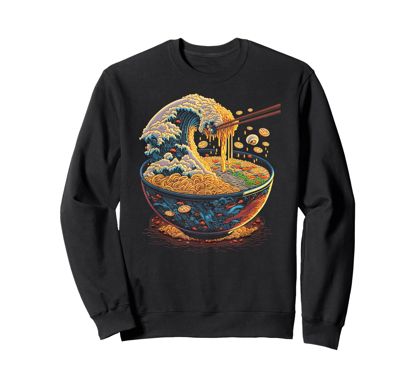 Japanese Kanagawa Wave Ramen Graphic Retro Anime Noodles Art T-Shirt