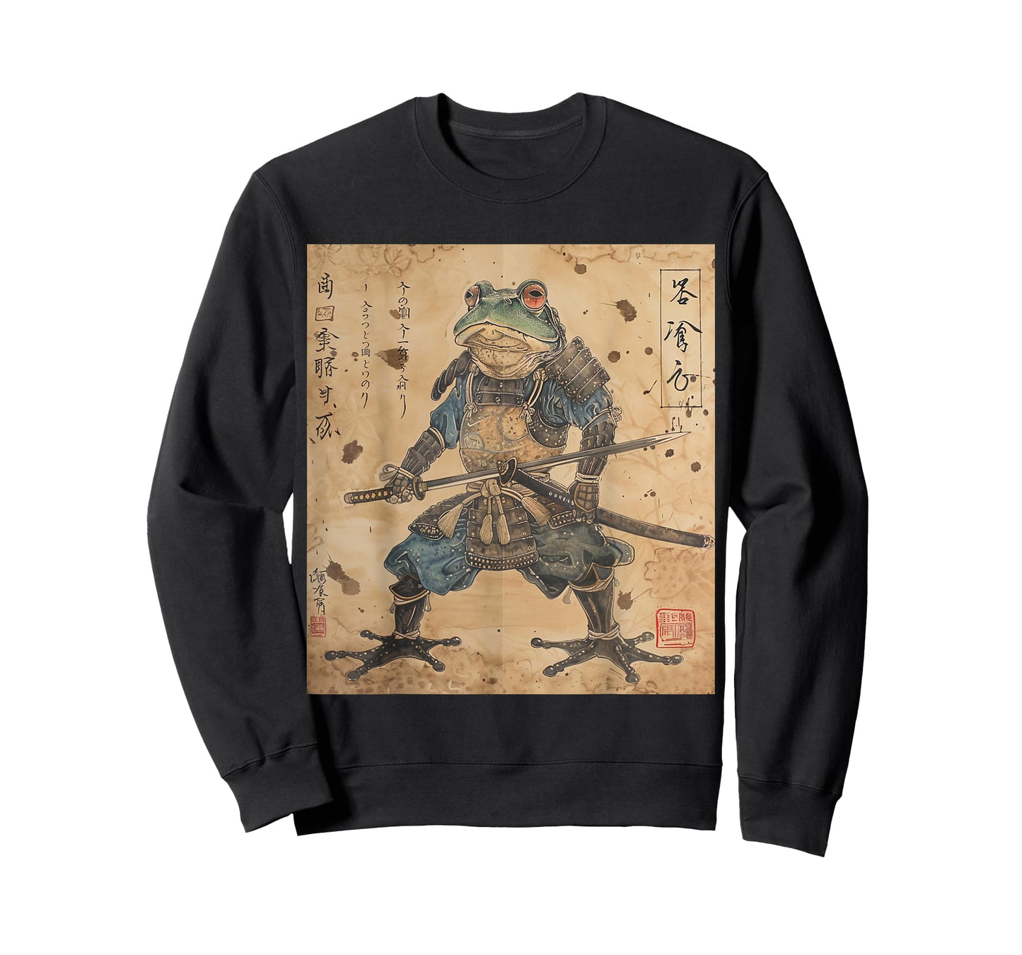 Japanese Samurai Frog In Ukiyo-e Woodblock Style T-Shirt