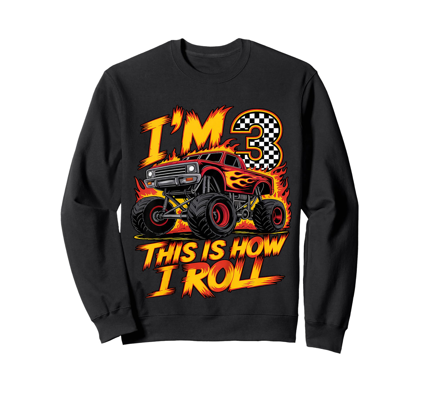Monster Truck 3rd Birthday 3 Year Old Boy Born 2022 Kids T-Shirt
