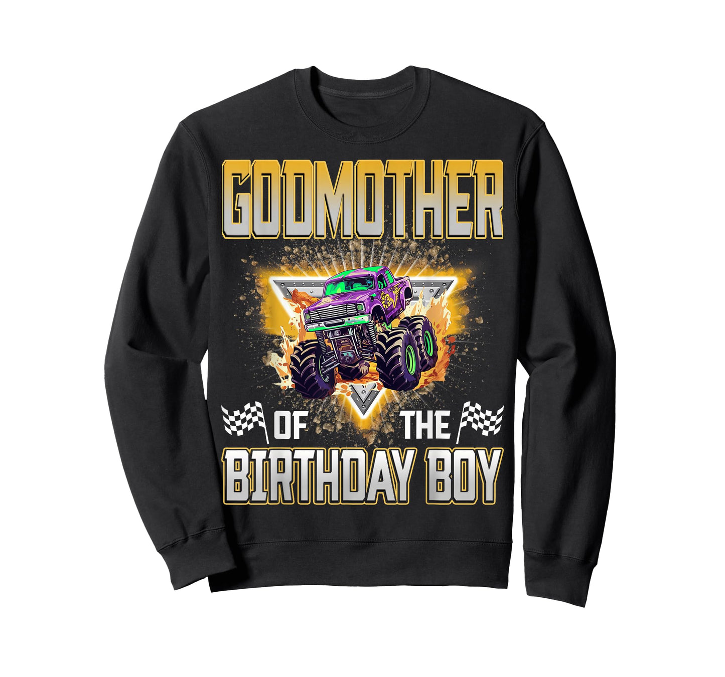 Godmother of The Birthday Boy Monster Truck Birthday Family T-Shirt