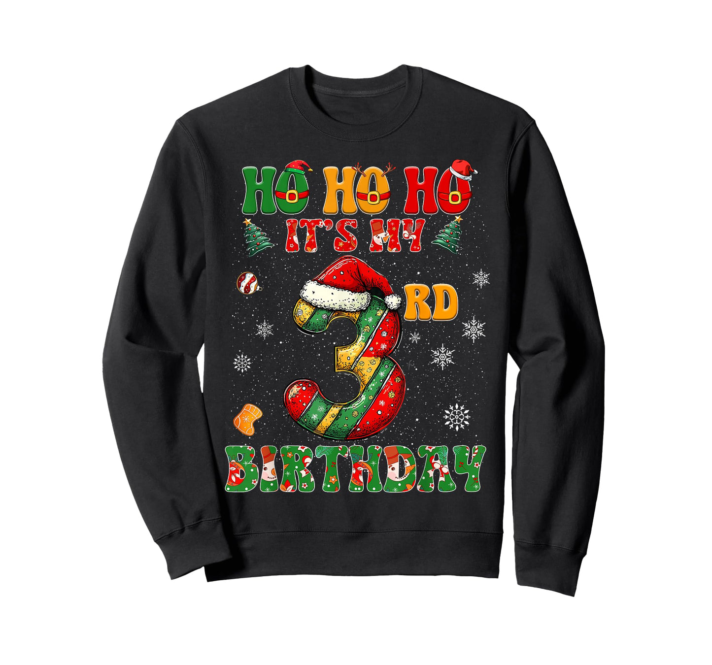 Ho Ho Ho It's My 3rd Birthday Xmas Candy Cane 3 Years Old T-Shirt
