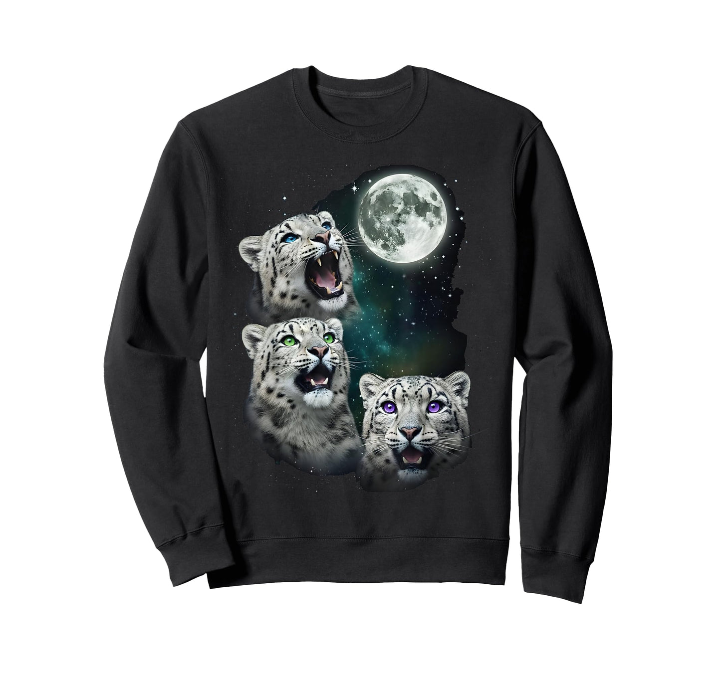 Leopard Howling at The Space Full Moon at Night Starry Sky T-Shirt