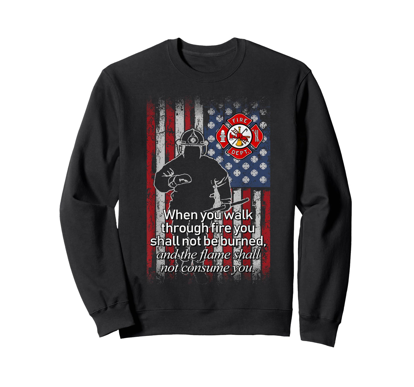 Thin Red Line Firefighter Bible Verse American Flag T-Shirt T-Shirt