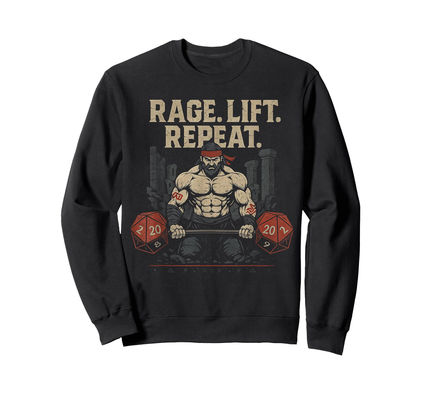 Barbarian Powerlifting D20 Nerd Gym Fitness Training RPG T-Shirt