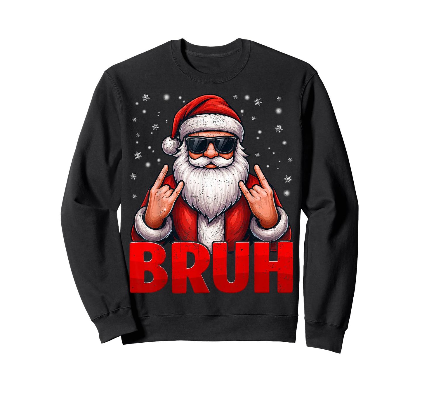 Bruh Santa Rock On Snowflake Christmas Xmas Mens Boys Tees T-Shirt