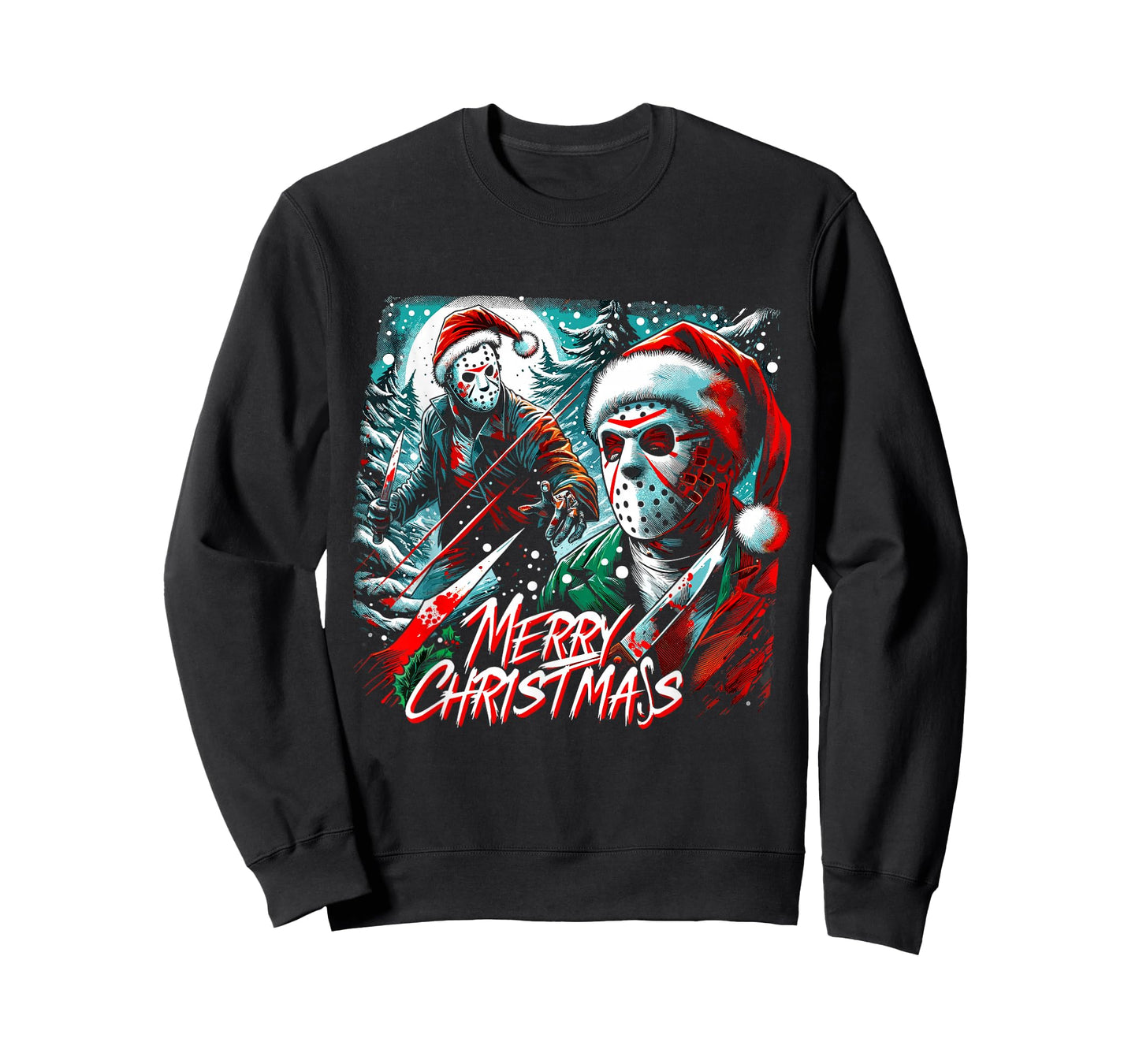 Merry Christmas Festive Slasher Candy Cane Menace T-Shirt