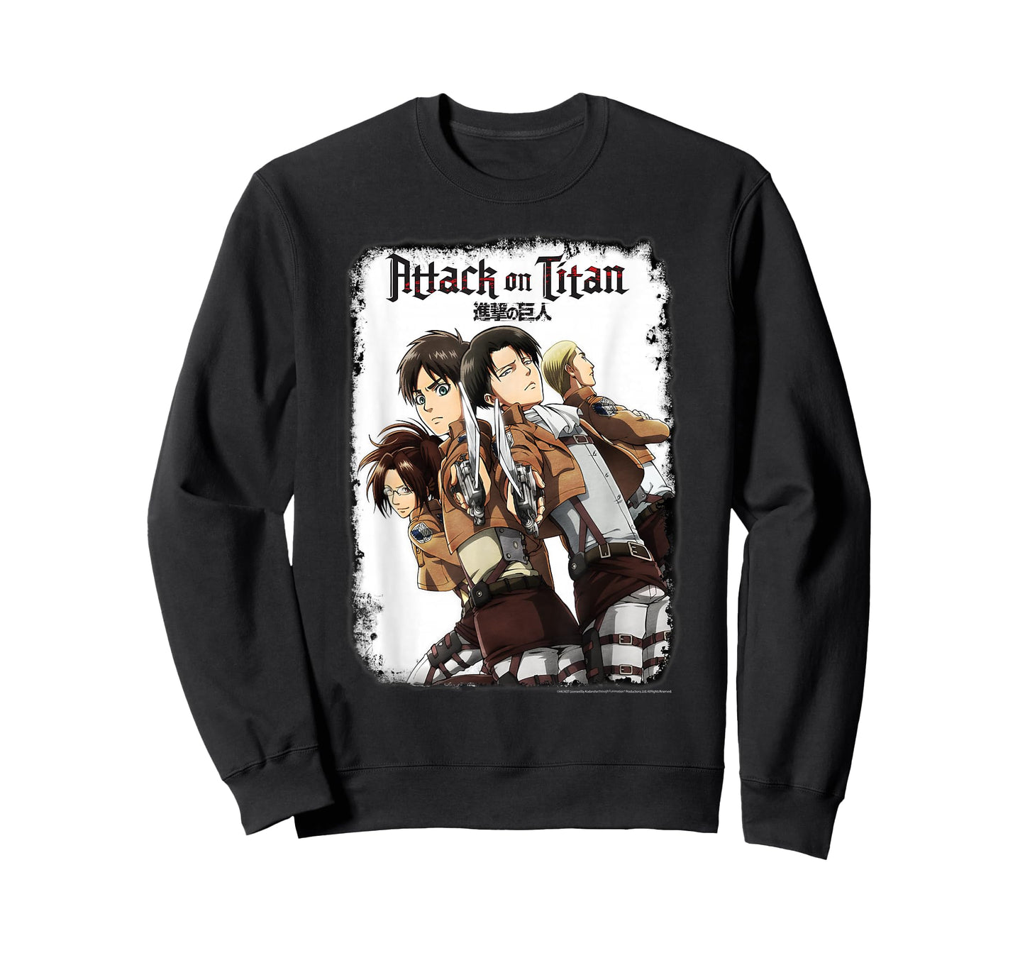 Attack on Titan Group Portrait with Swords and Logo Anime T-Shirt