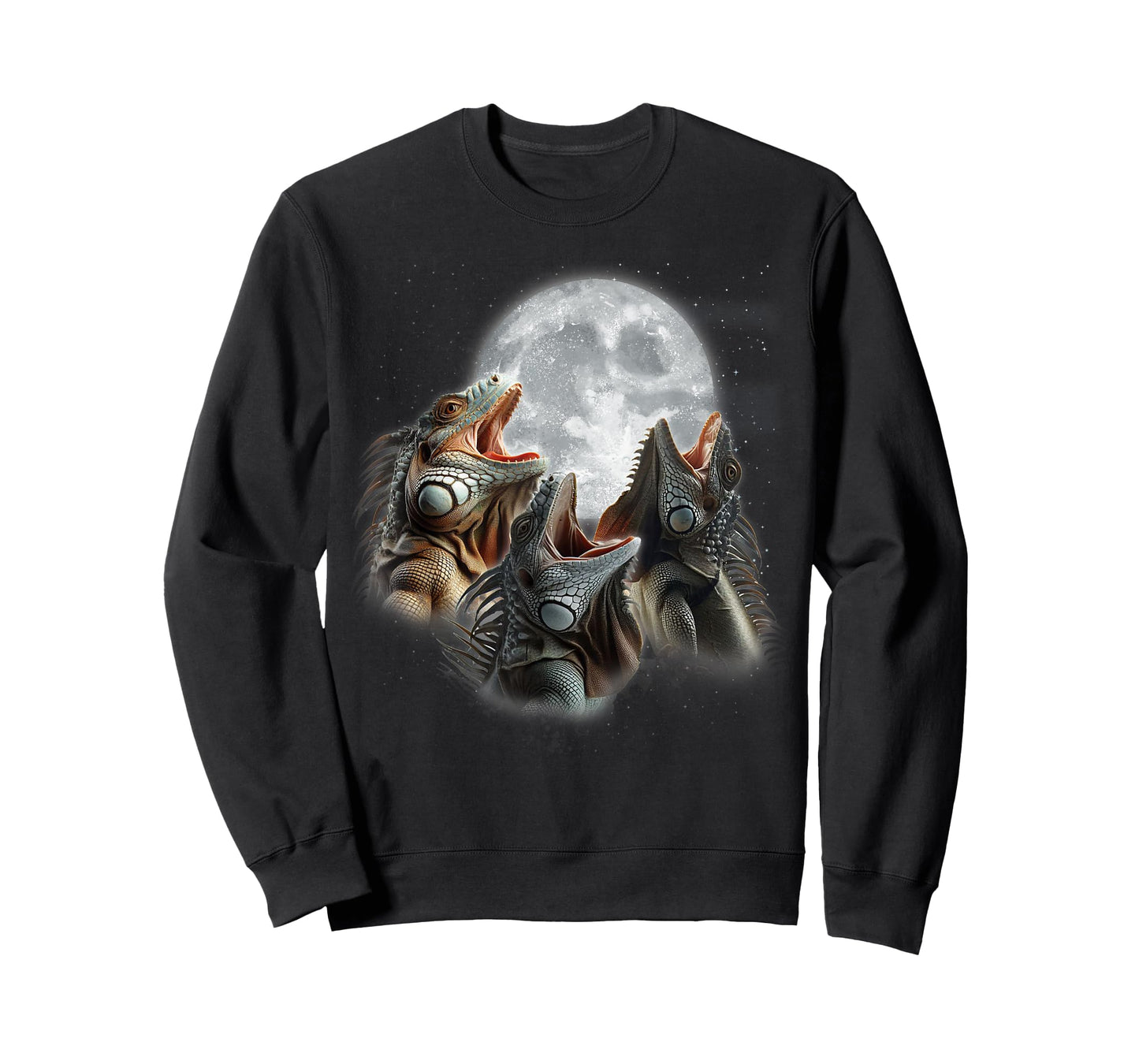 3 Iguanas Howling At The Moon Funny Iguana Hunter Pet Lizard T-Shirt