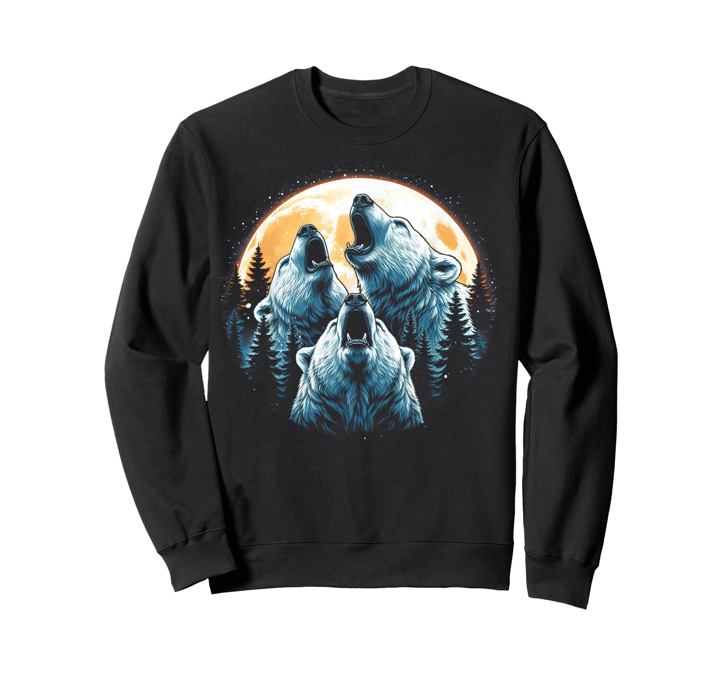 3 Polar Bears Howling At The Moon Wolf Animal T-Shirt