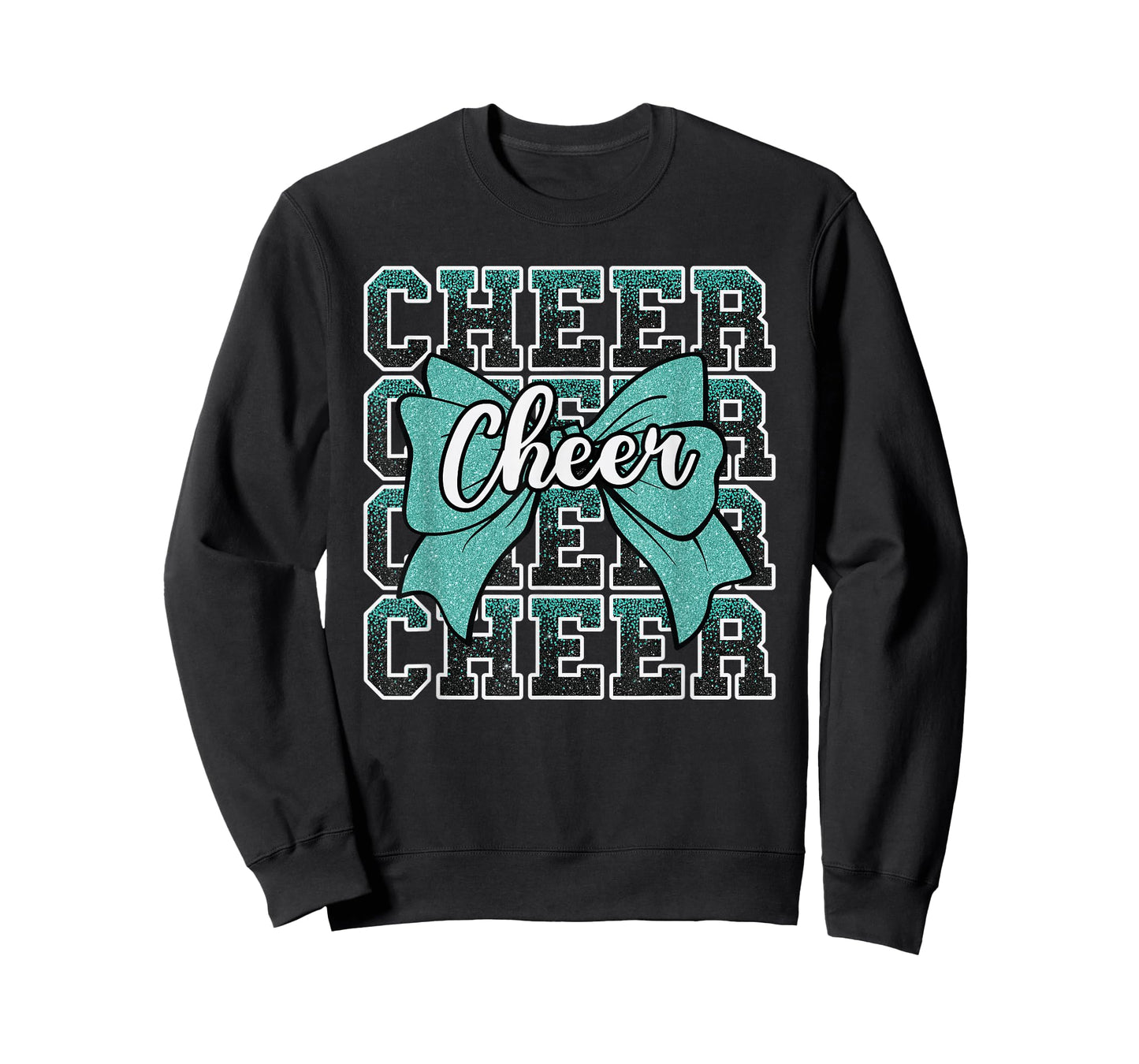 Coquette Cheer Bow Sport Cheerleader Cheerleading Teal Blue T-Shirt
