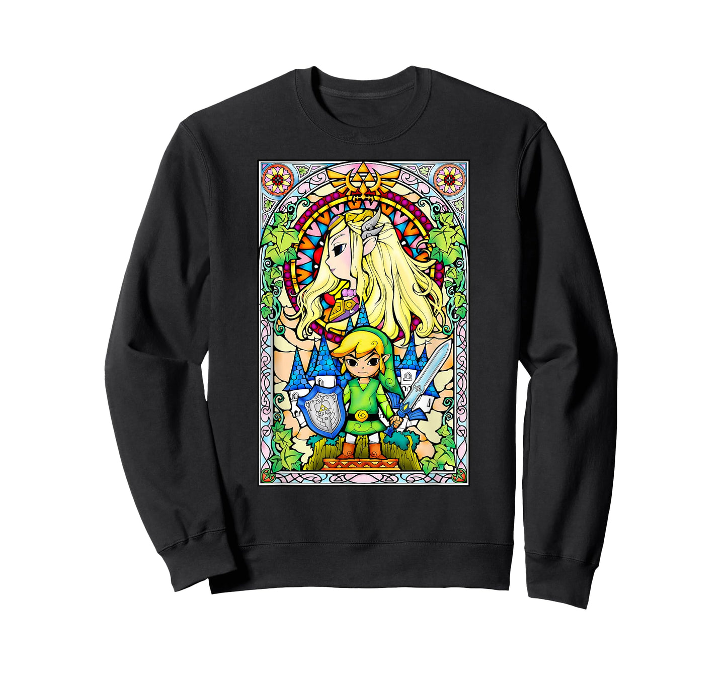 Nintendo Zelda Link & The Princess Stained Glass T-Shirt T-Shirt