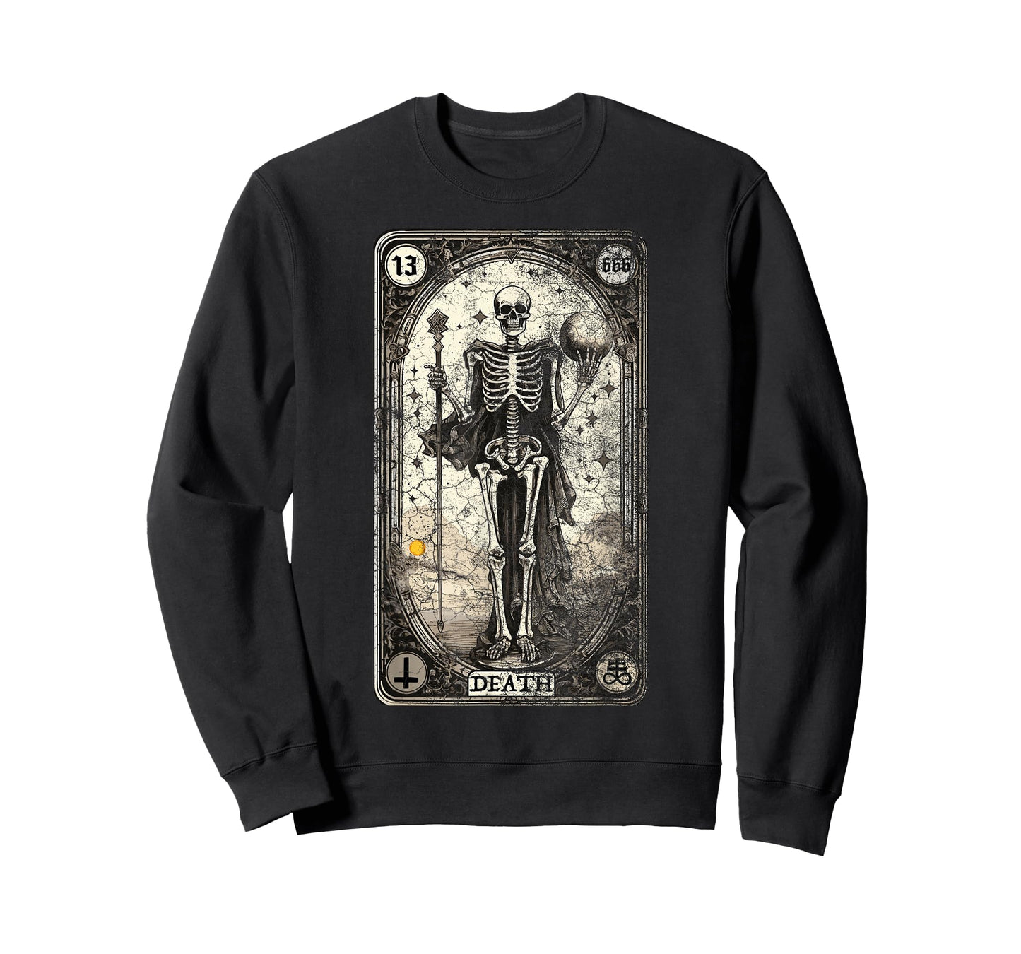 Vintage Tarot Card Death Skeleton Occult Satan Unholy Horror T-Shirt