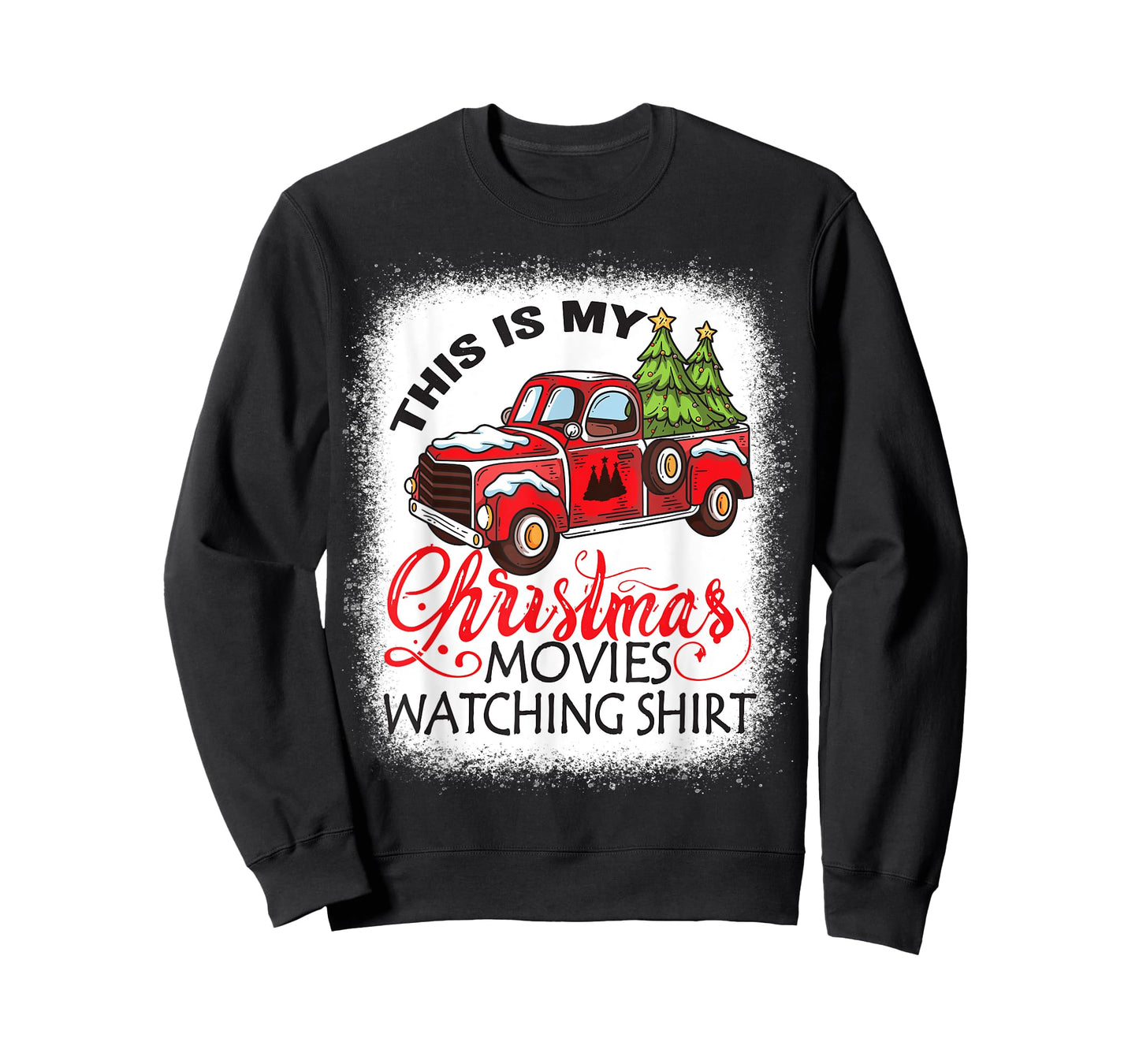 This Is My Christmas Movies Watching Shirt Bleached Xmas T-Shirt