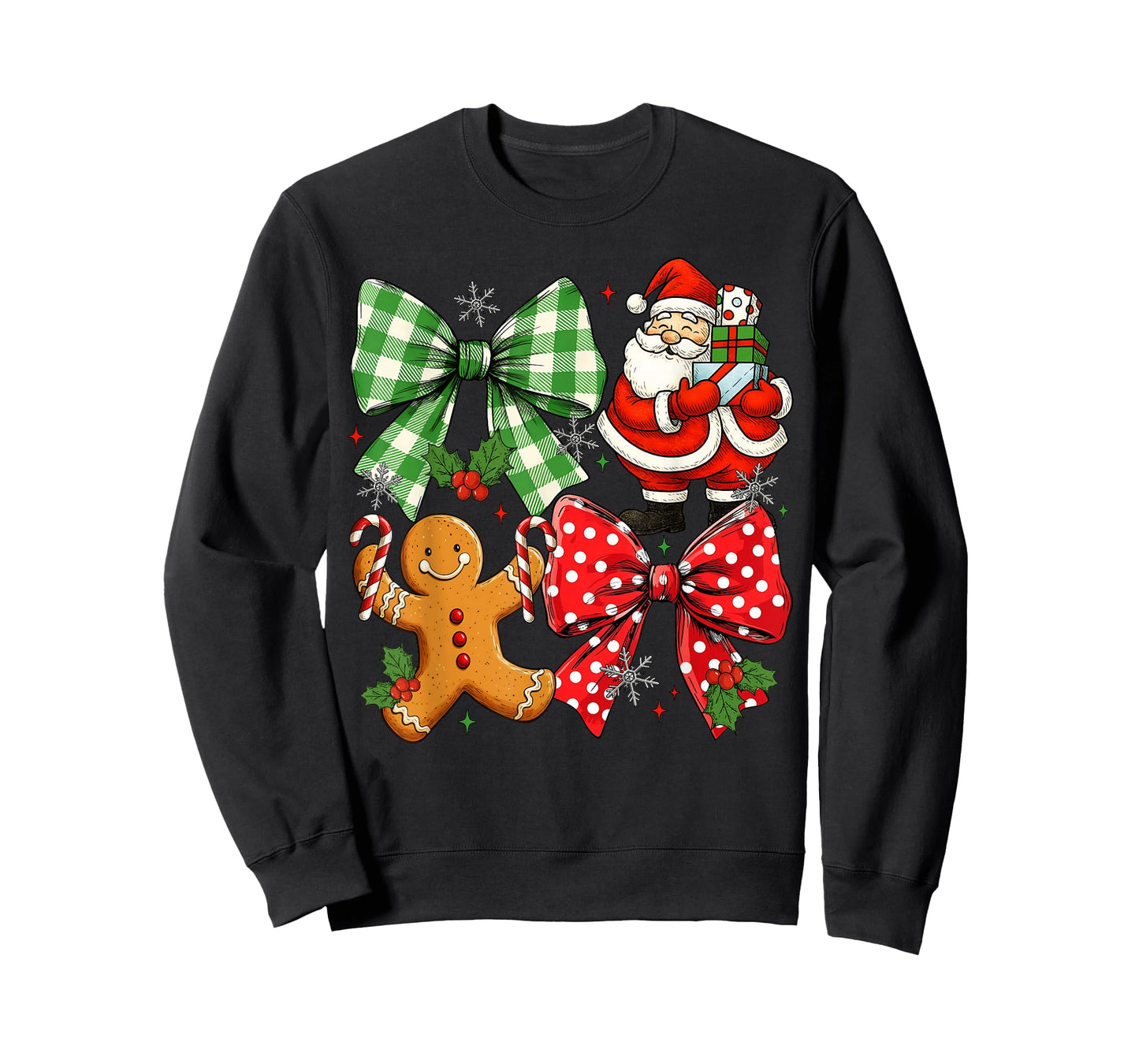 Christmas Santa Coquette Bow Retro Gingerbread Men Women Kid T-Shirt