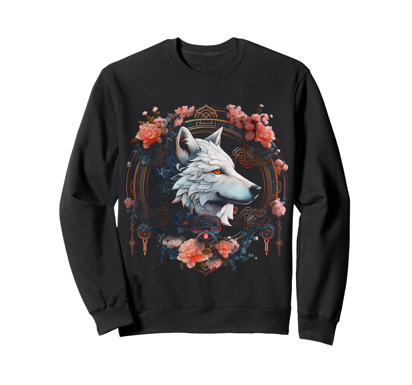 Wolf Flowers - Animal Lovers Animal Art Motif Wolf T-Shirt
