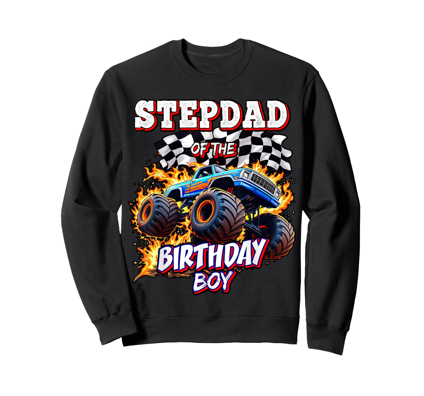 Stepdad of the Birthday Boy Monster Truck Birthday Novelty T-Shirt