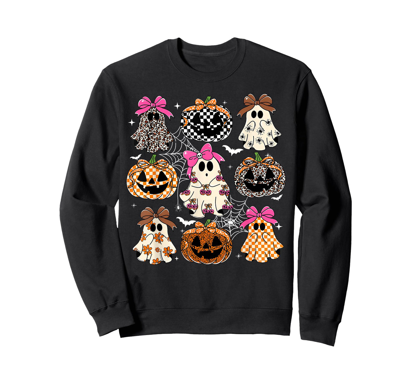 Spooky Season Halloween Coquette Bow Ghost Jack O Lantern T-Shirt
