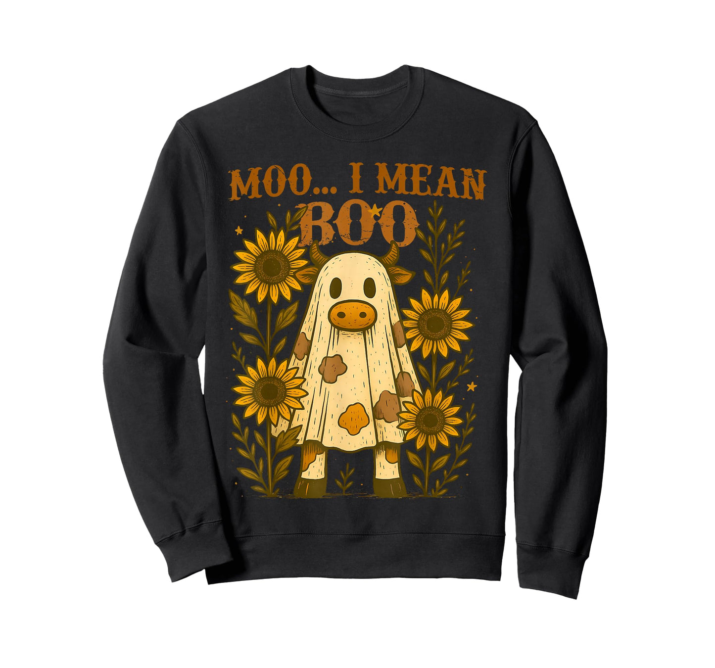 Moo I Mean Boo Funny Cow Ghost Halloween Costume Men Women T-Shirt