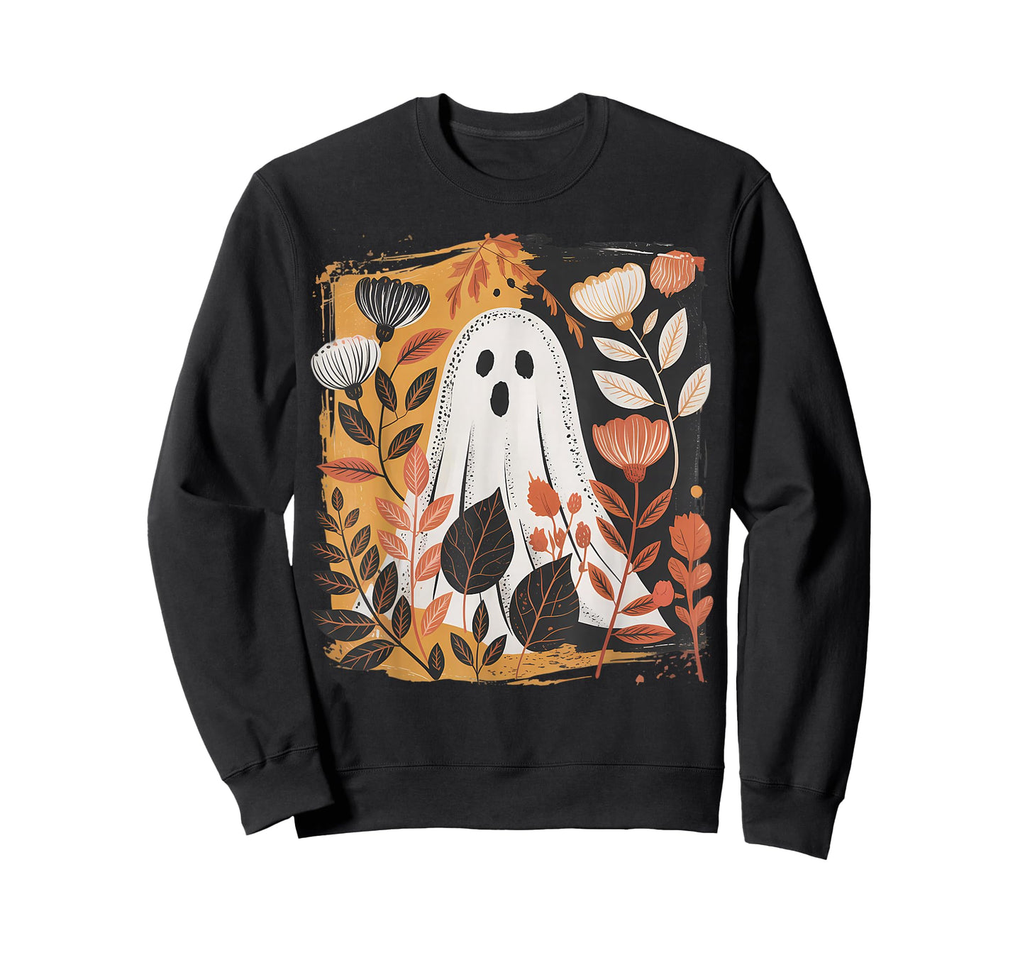 Spooky Floral Ghost Forest Halloween Boho Womens Top T-Shirt