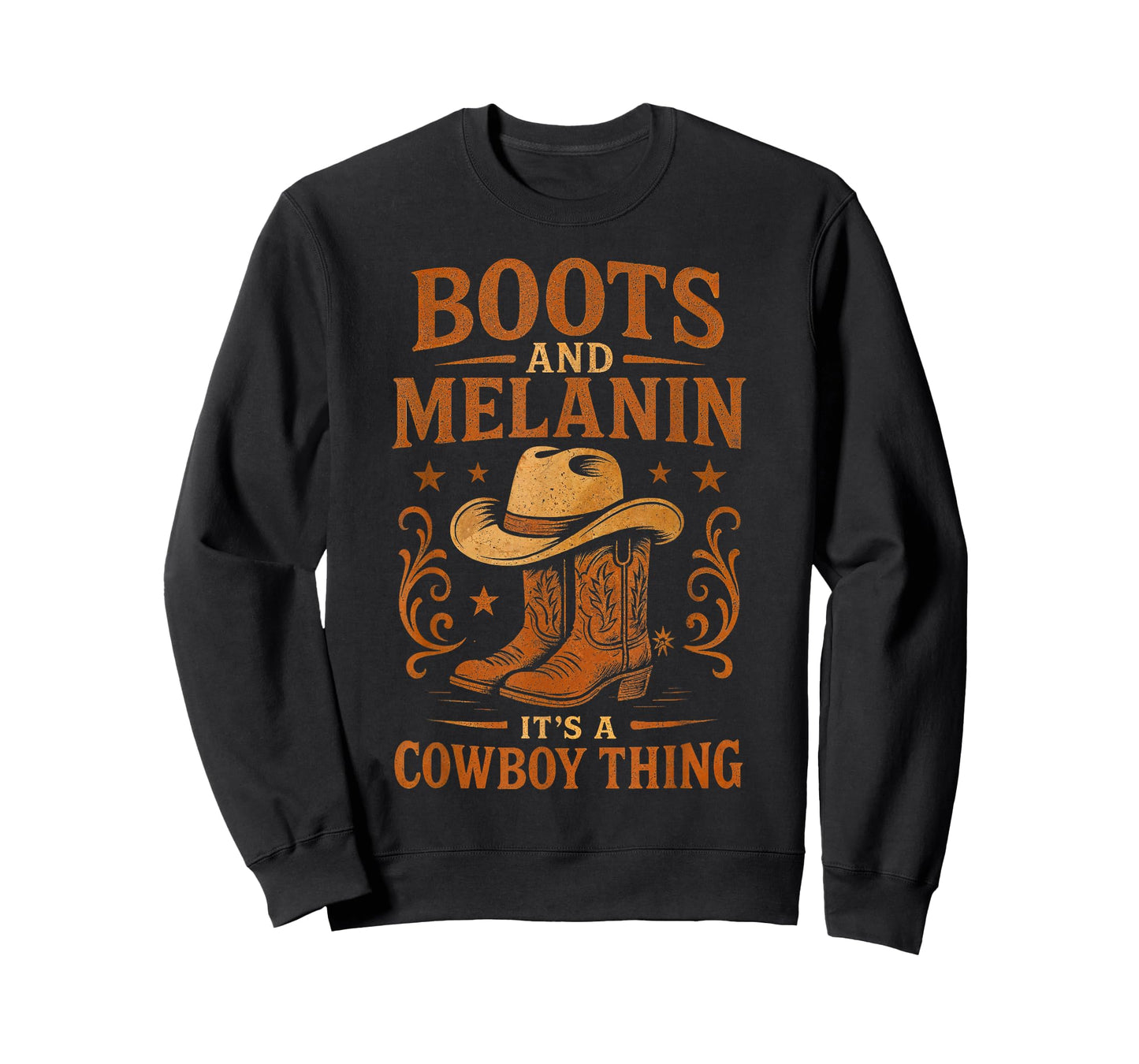 Western Country Texas Rodeo Black Cowboy Boots and Melanin T-Shirt