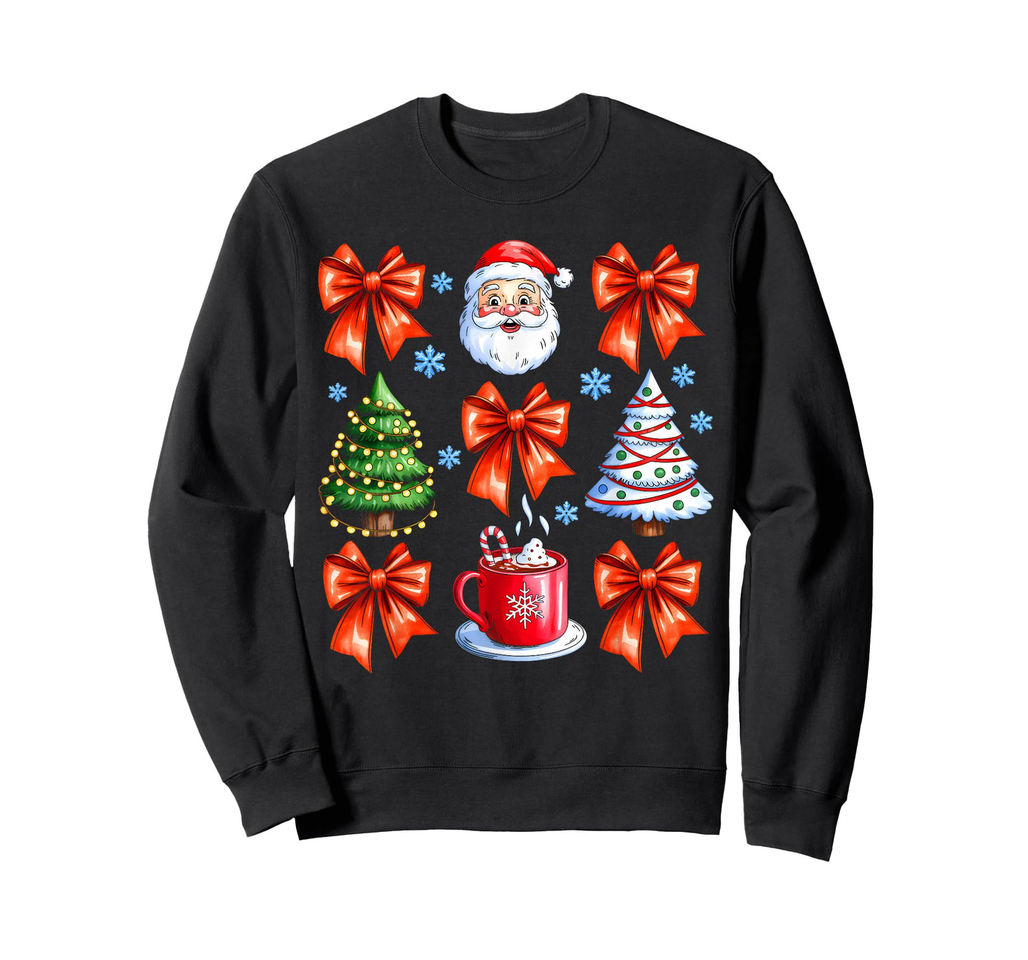 Coquette Bow Santa Christmas Tree Cake Candy Cane Girly Xmas T-Shirt