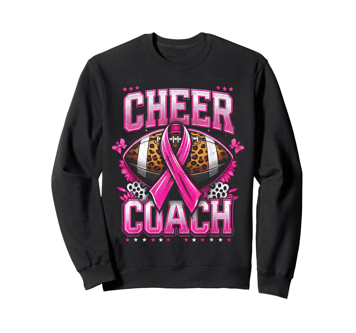 Football Cheer Coach Pink Ribbon Breast Cancer Awareness T-Shirt