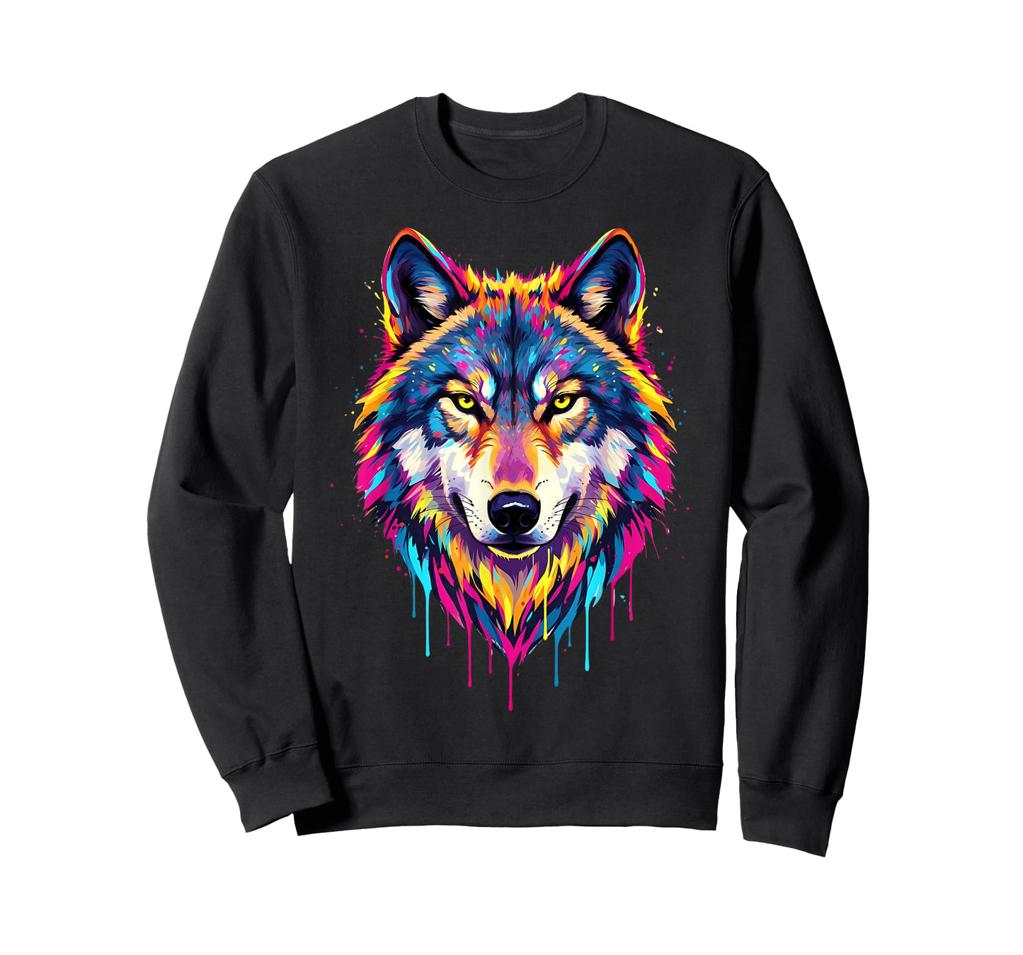 Colourful Cool Wolf Head in Vivid Shades Artistic Designed T-Shirt