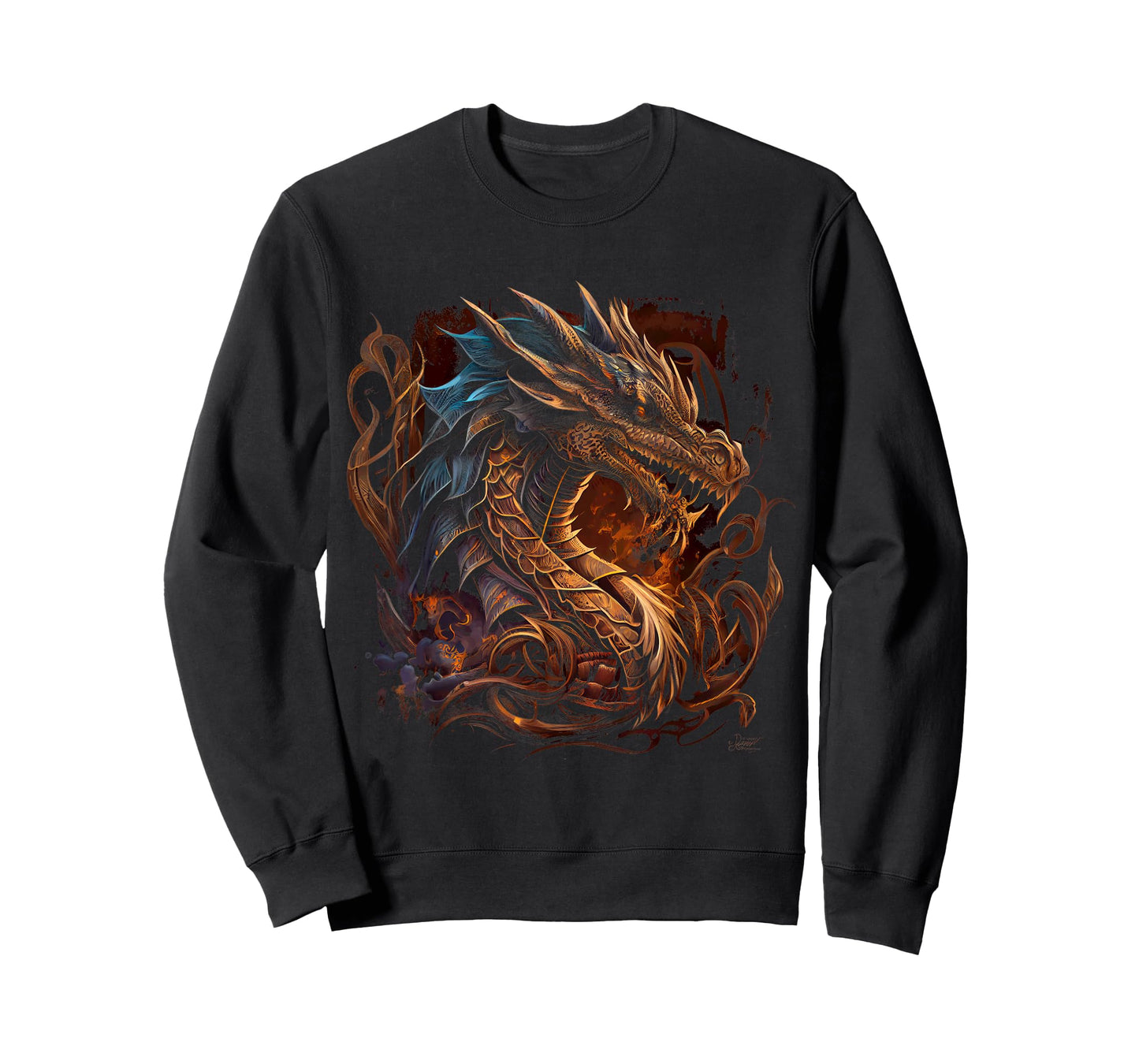 Beautiful Vintage Dragon Lover Fantasy Art Cool Illustration T-Shirt