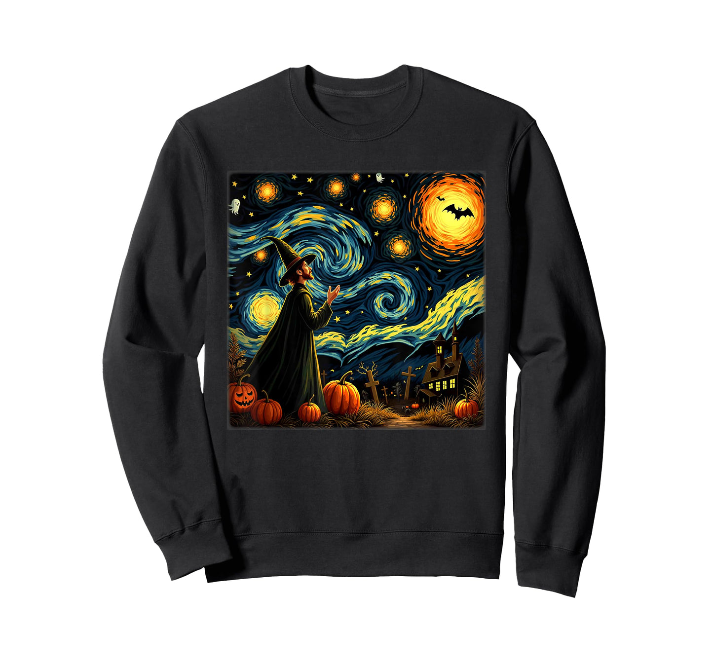Spooky Halloween Magician Starry Night T-Shirt
