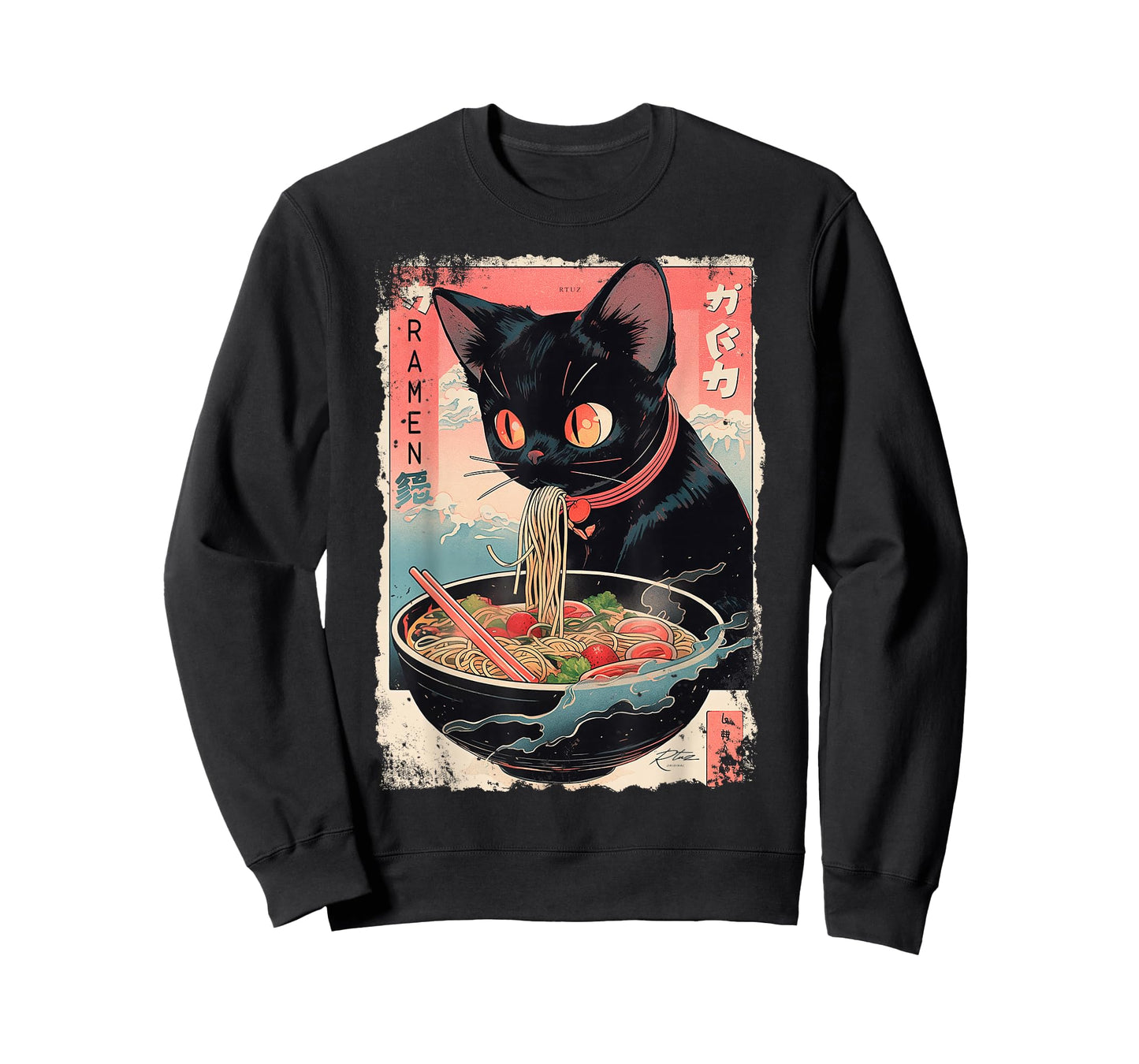 Ramen Noodles Cat Japan Y2K Kawaii Retro Cats Manga Anime T-Shirt