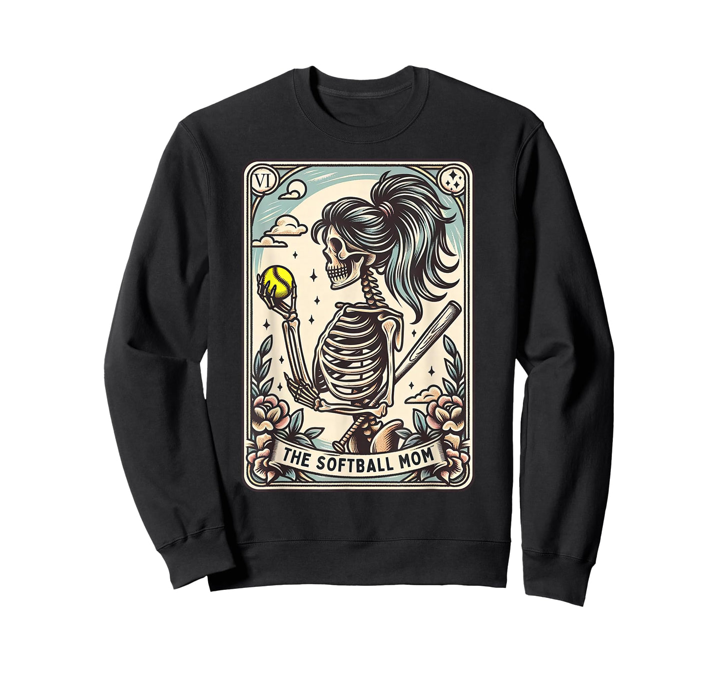 Softball Mom Tarot Card Skeleton Softball Mama Mothers Day T-Shirt