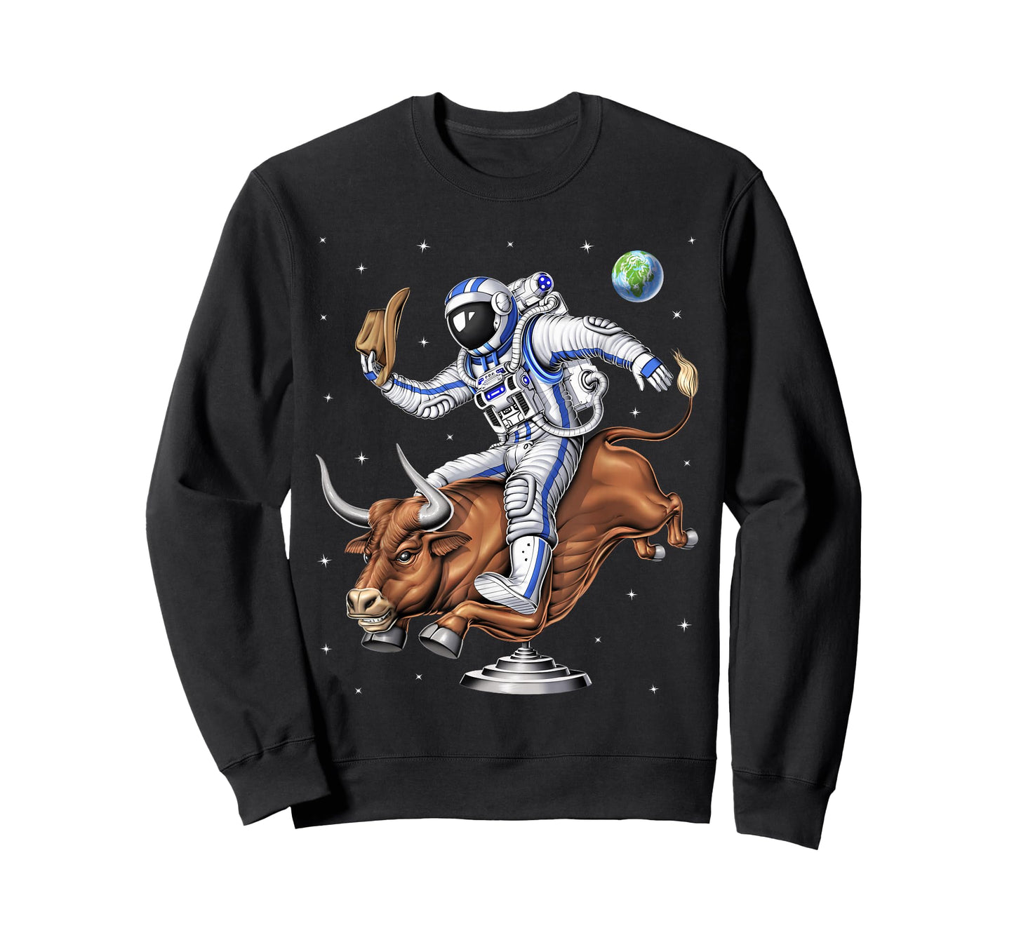 Space Astronaut Cowboy Riding Rodeo Bull Western Country T-Shirt