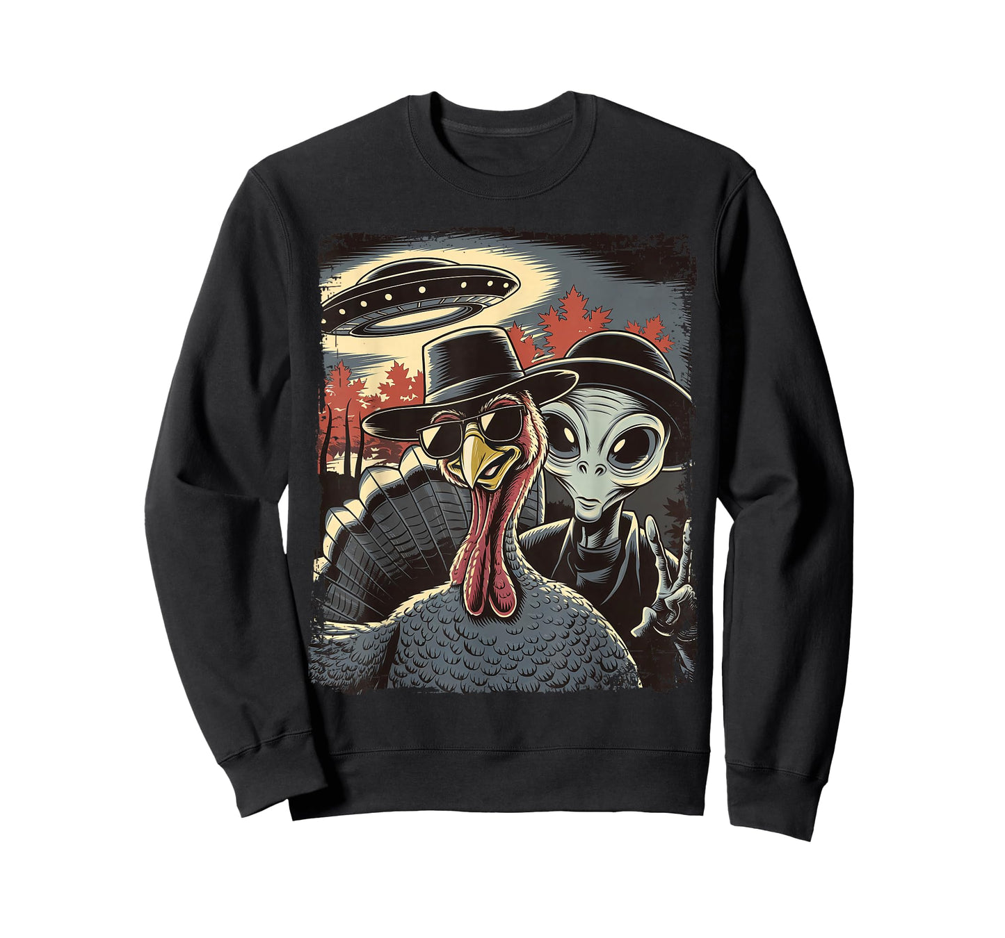 Alien Selfie With Turkey Thanksgiving Funny Photo UFO T-Shirt