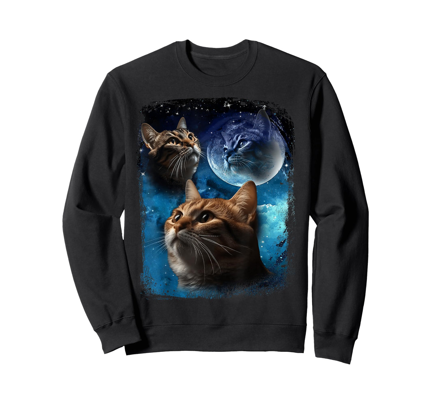 Three Cats Howl at Moon Vintage Funny Cat Howling wolf meme T-Shirt