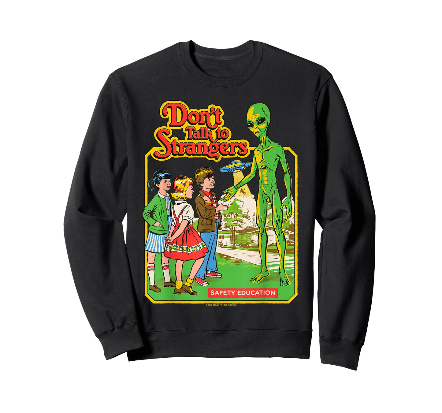 Don't Talk to Strangers Alien UFO Retro Funny Adult Humor T-Shirt