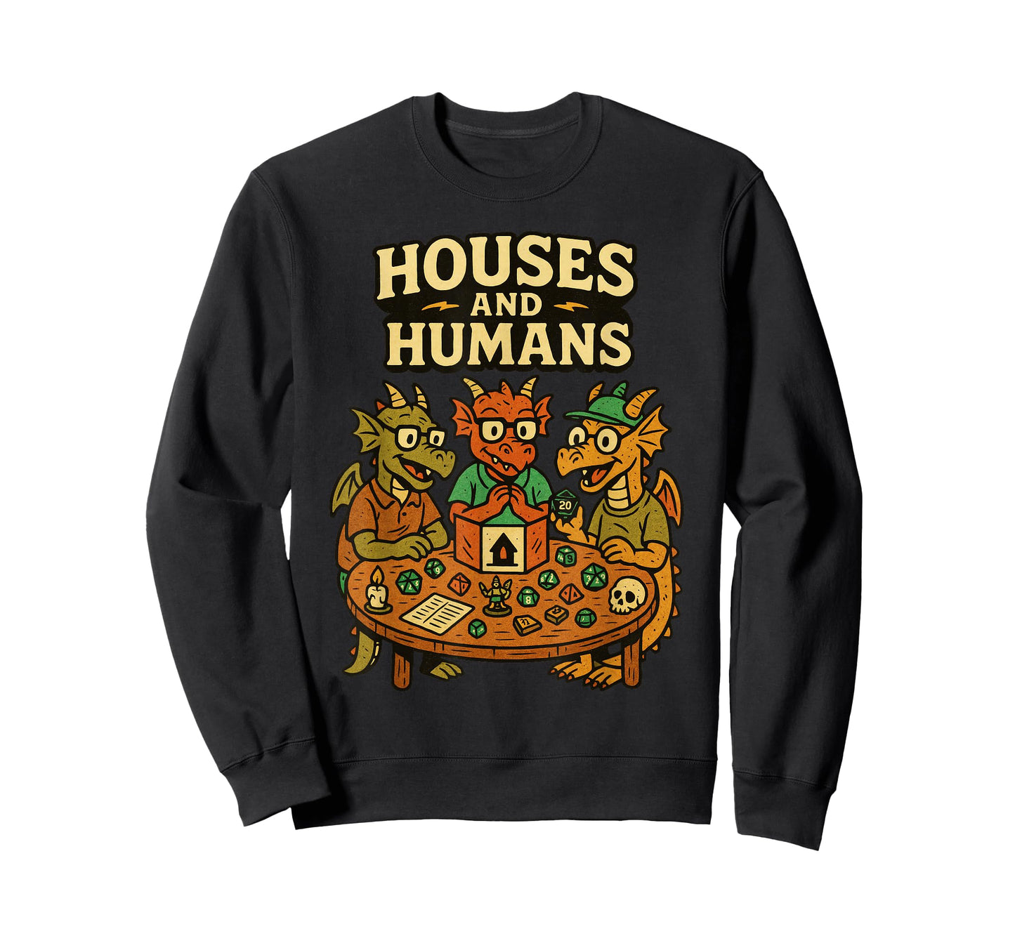 Houses and Humans Funny Geeky RPG Nerd Gamers Men Women Kids T-Shirt