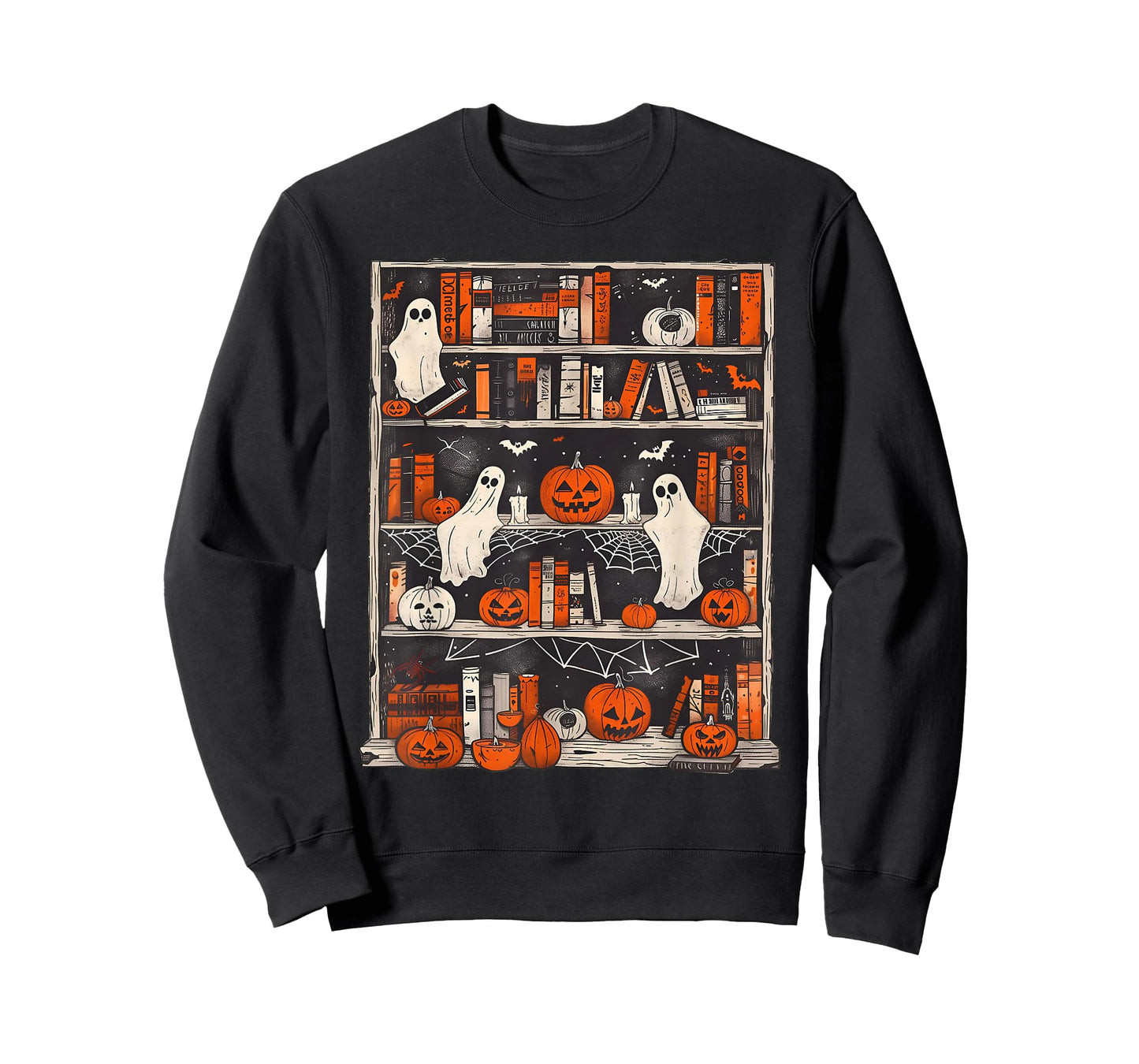 Cute Ghost Book Reading Books Lover Spooky Teacher Halloween T-Shirt
