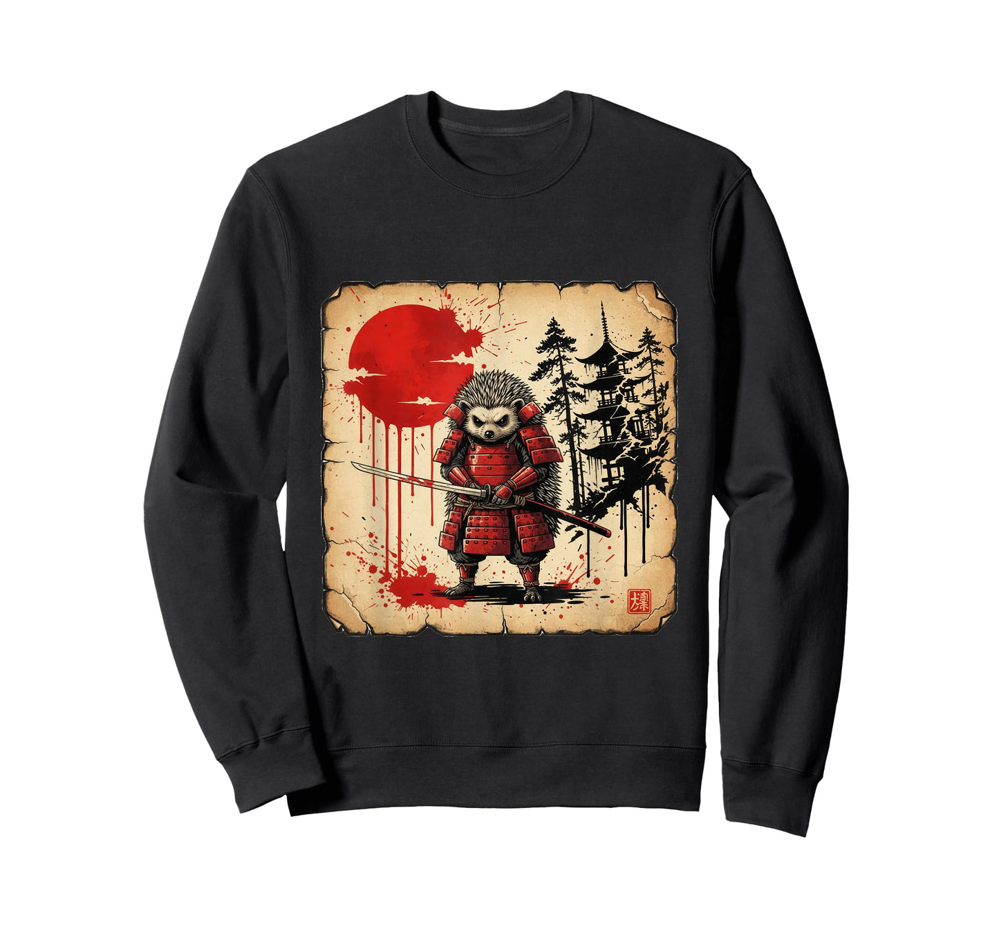 Samurai Hedgehog Warrior Dark Japanese Mythology Art T-Shirt