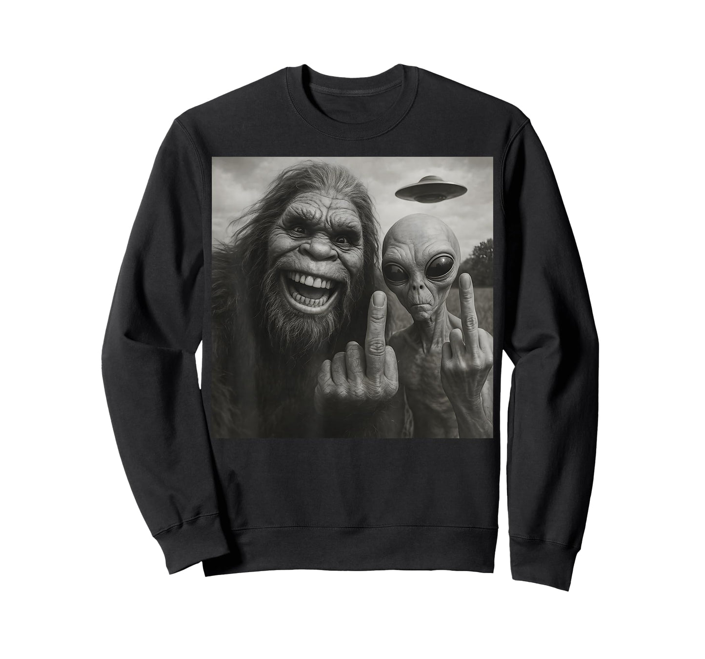 Bigfoot Alien Middle Finger T-Shirt