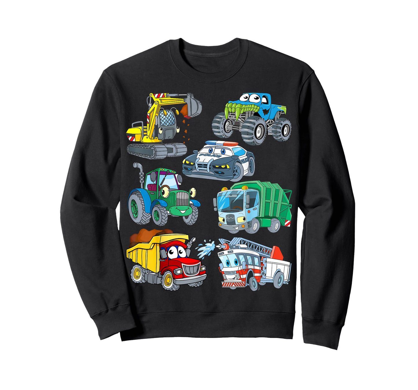 Excavator Fire Engine Police Car Monster Truck for Boys T-Shirt