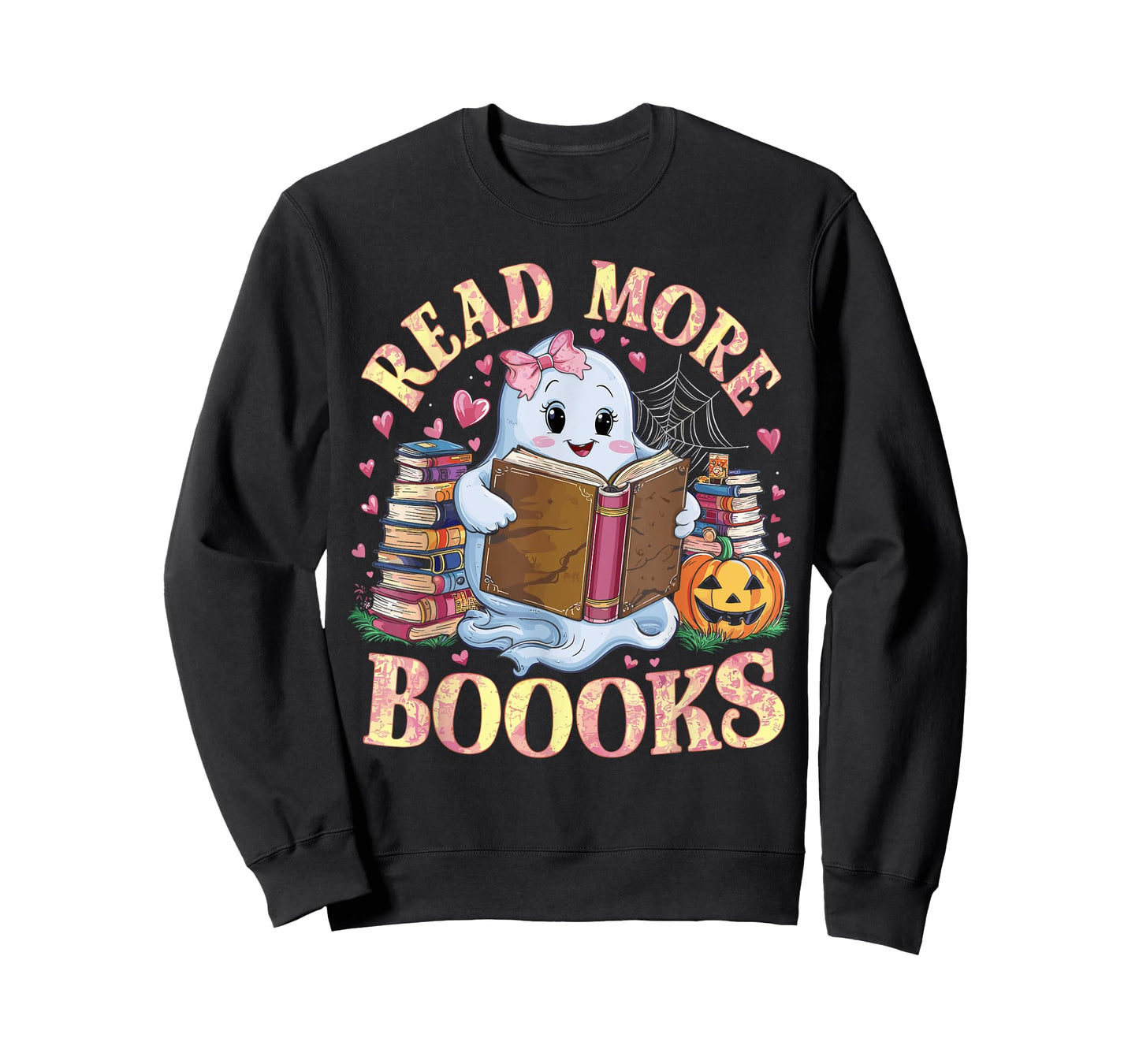 Cute Books Ghost Read More Booooks Funny Teacher Halloween T-Shirt for Men Women Kids